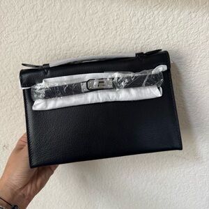 LEATHER INSIDE & OUT | Black Mini KL 22 Pochette Crossbody Bag w/ Silver HW HB1